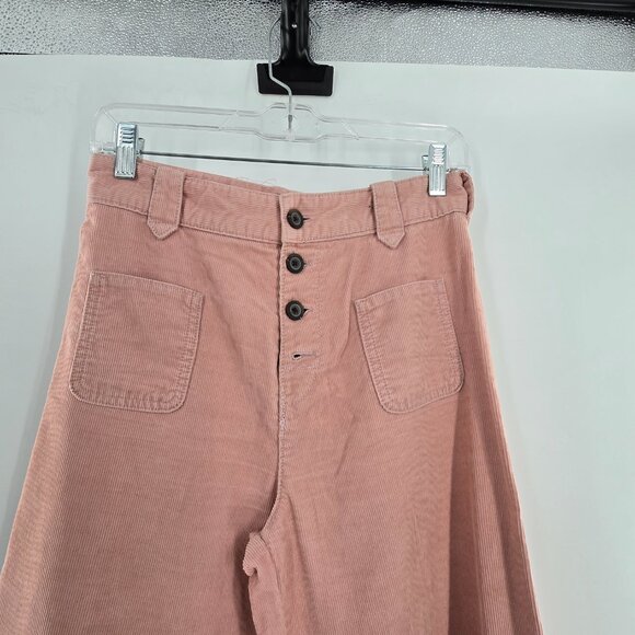 Frye Llana Ultra High Rise Wide Leg Corduroy Jeans mauve FLAWED Size 4 - Picture 6 of 15
